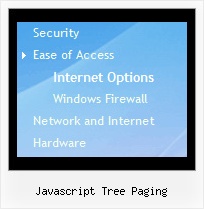 Javascript Tree Paging Mouse Over Popup Menu Tree